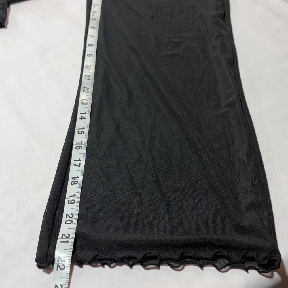 Girls Art Class Black Mesh Wide Leg Pants Lettuce Hem Sheer Trendy Size L 10/12 - Picture 6 of 8